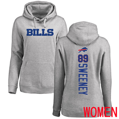 NFL Women Buffalo Bills #89 Tommy Sweeney Ash Backer Pullover Hoodie Sweatshirt->women nfl jersey->Women Jersey
